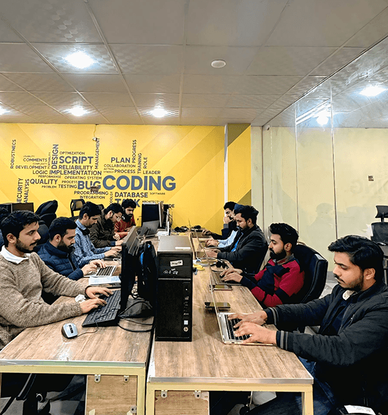 Engineers working at desks